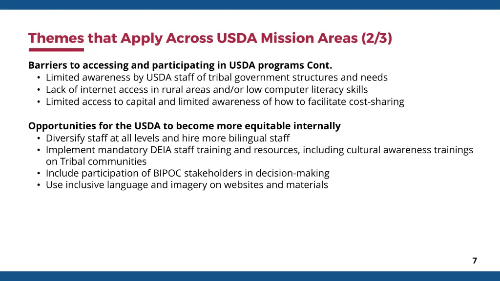 themes that apply across usda mission areas 2 3