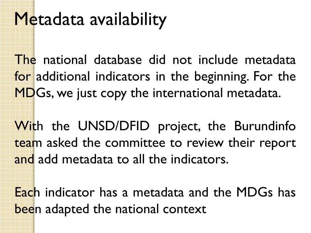 metadata availability