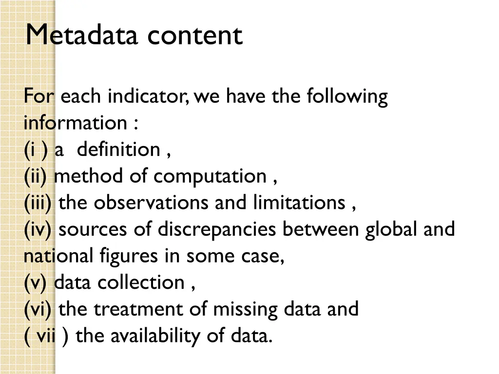 metadata content