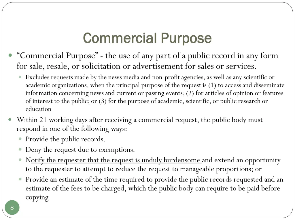 commercial purpose commercial purpose