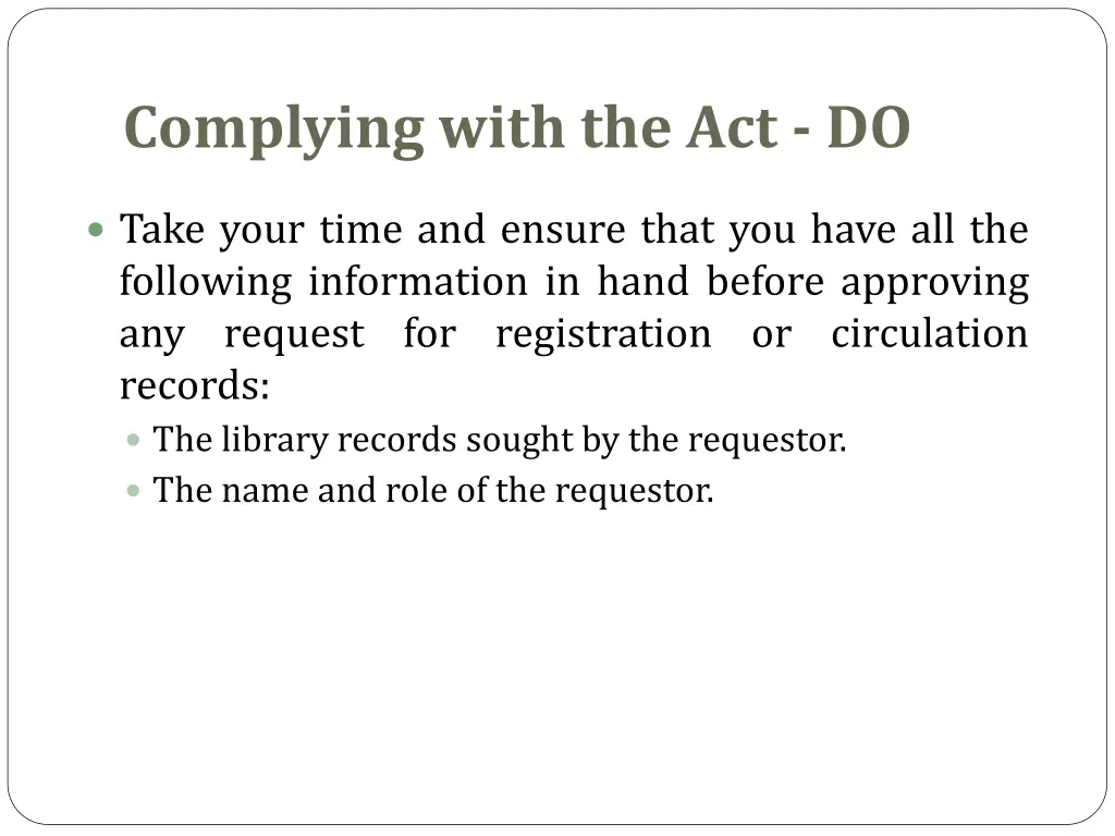 complying with the act do