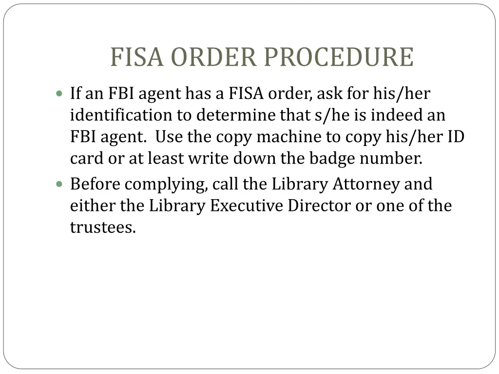 fisa order procedure