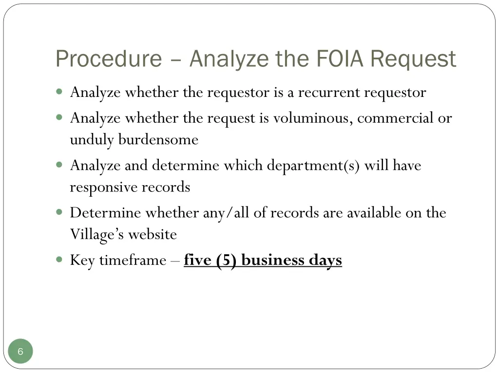 procedure analyze the foia request