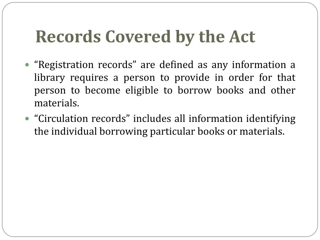 records covered by the act