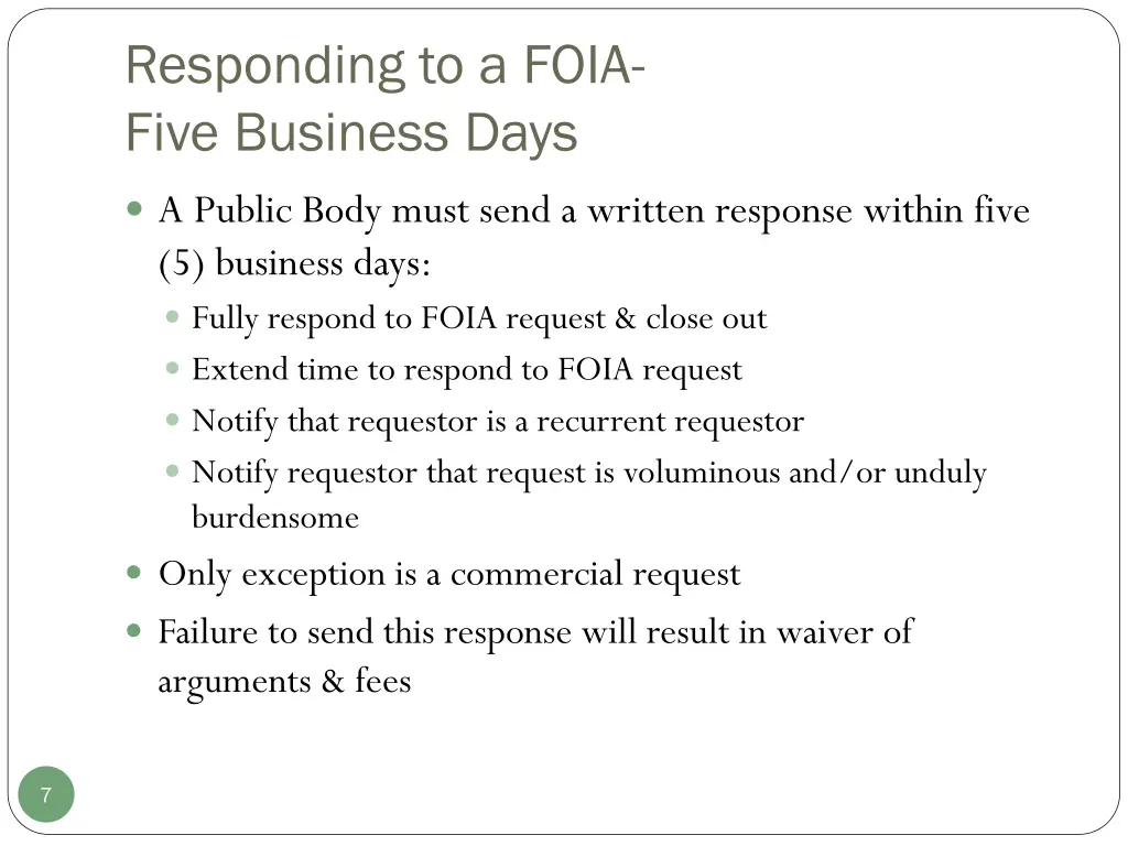 responding to a foia five business days