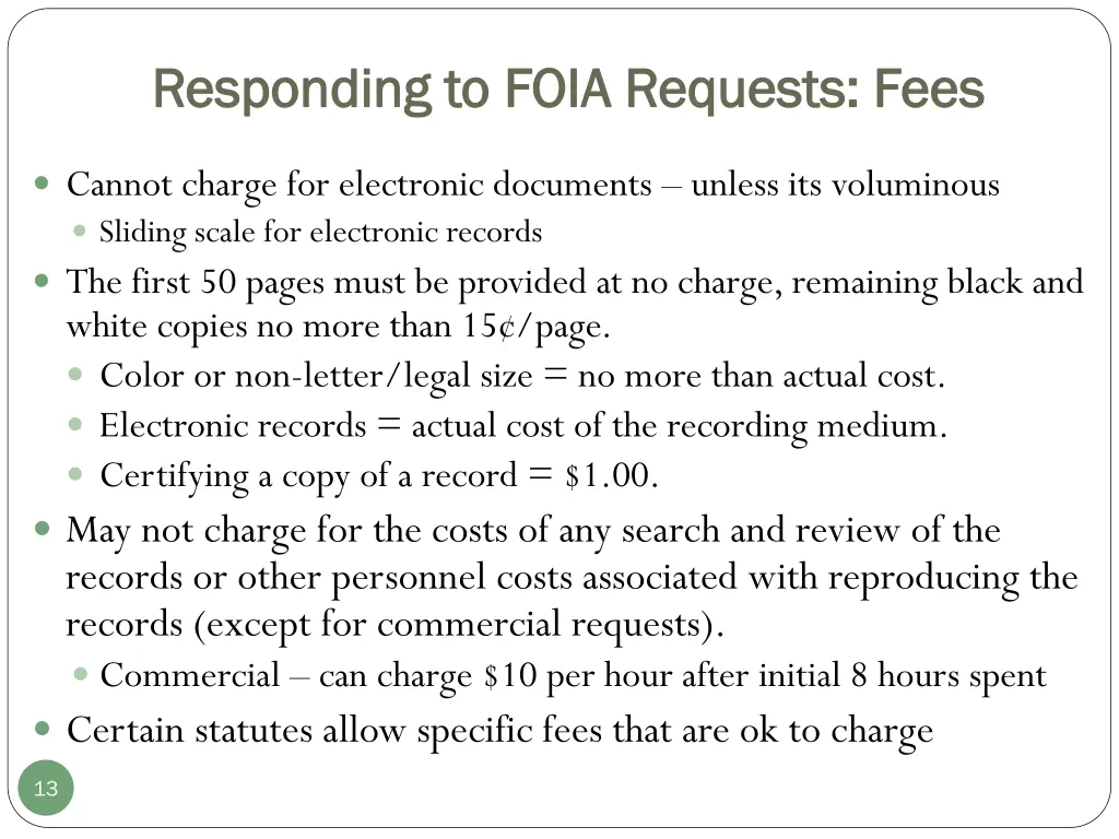 responding to foia requests fees responding