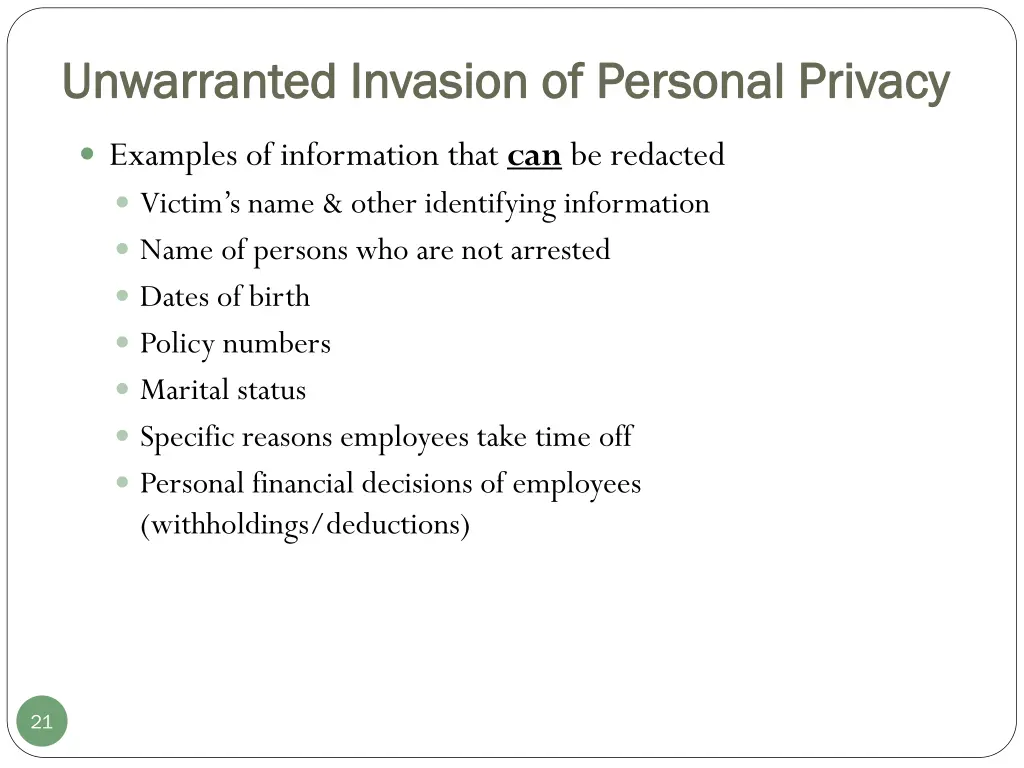 unwarranted invasion of personal privacy 1