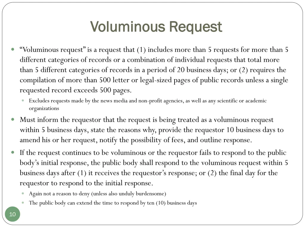 voluminous request voluminous request