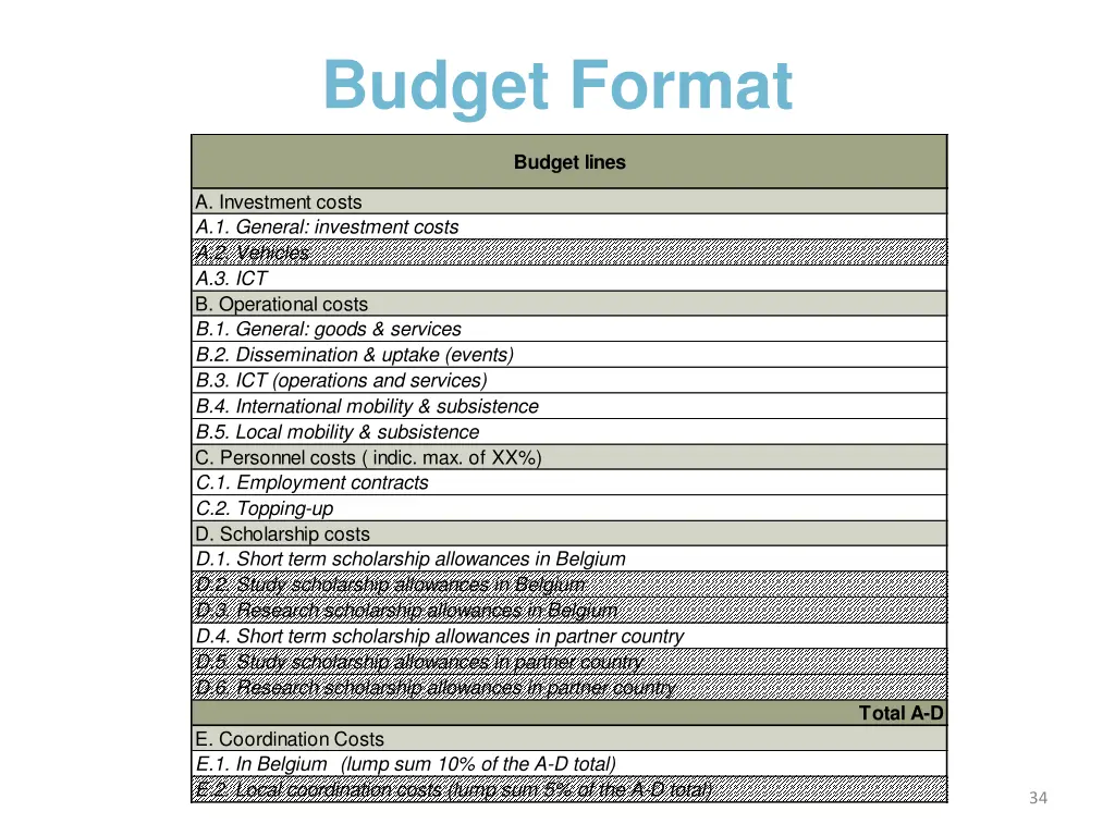 budget format 1