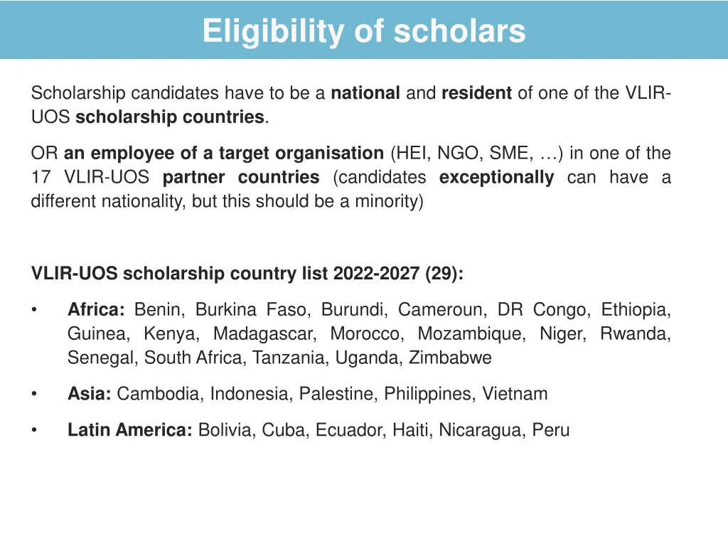 eligibility of scholars