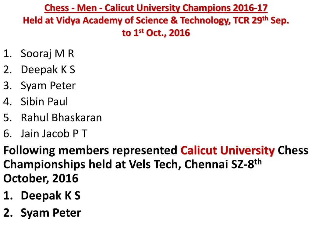 chess men calicut university champions 2016