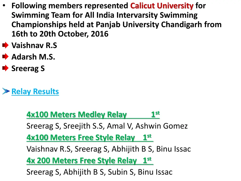 following members represented calicut university