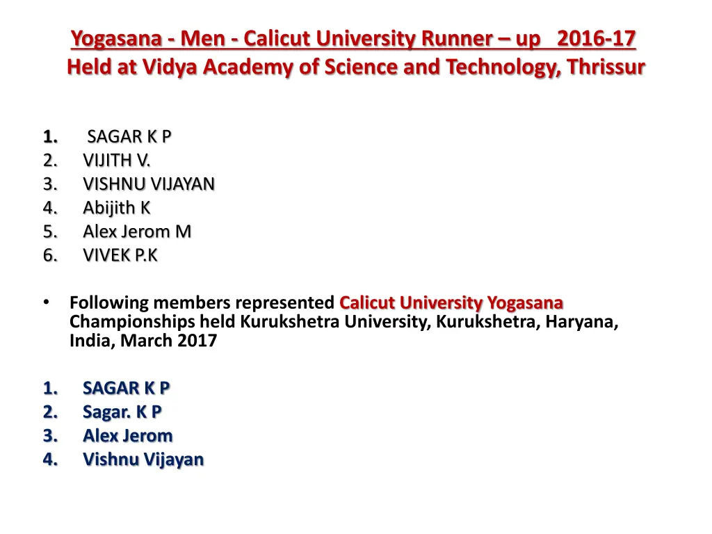 yogasana men calicut university runner up 2016