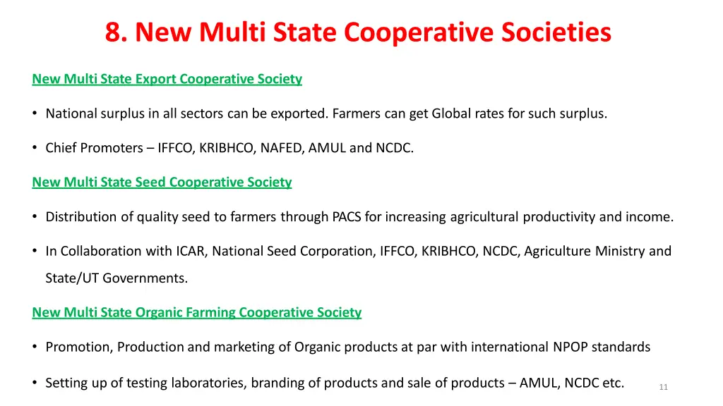 8 new multi state cooperative societies