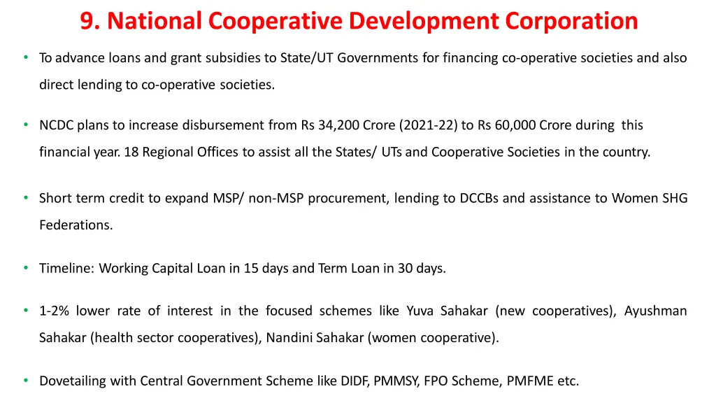 9 national cooperativedevelopment corporation
