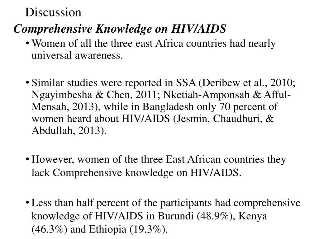 discussion comprehensive knowledge on hiv aids