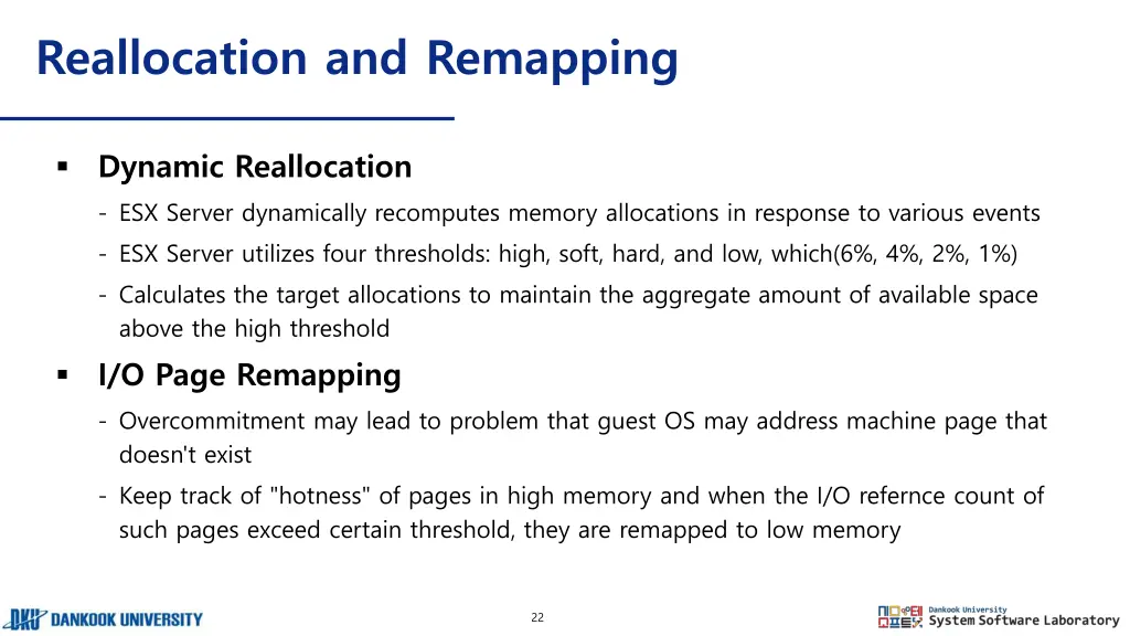 reallocation and remapping