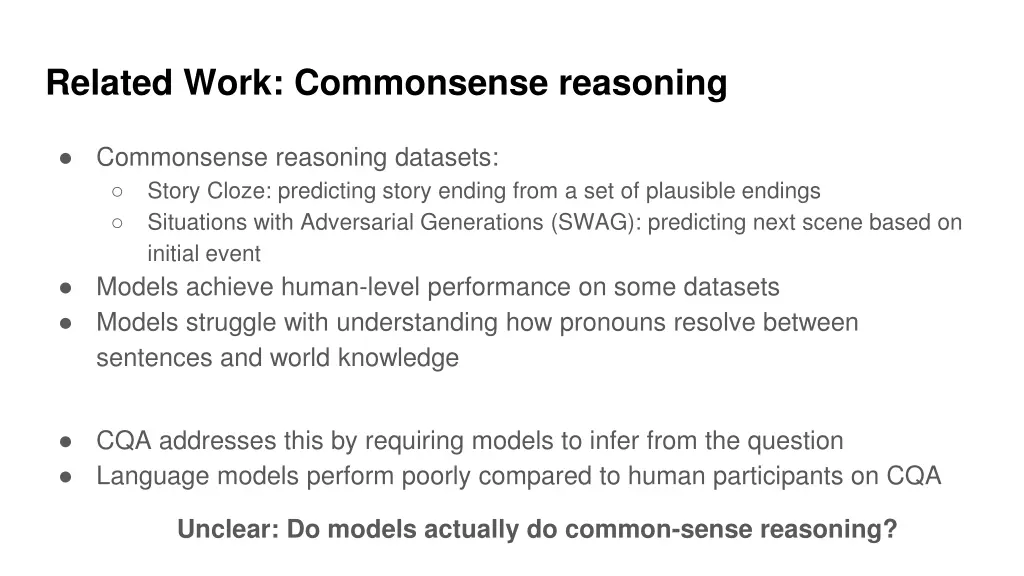 related work commonsense reasoning