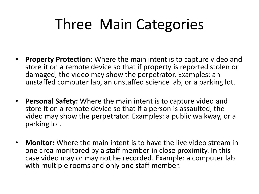 three main categories