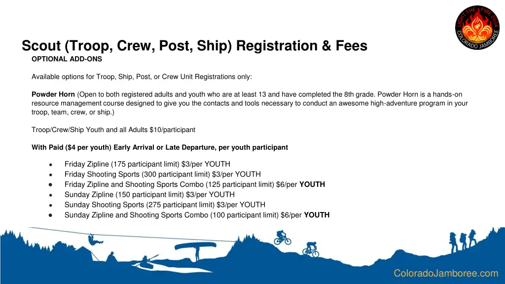 scout troop crew post ship registration fees 1