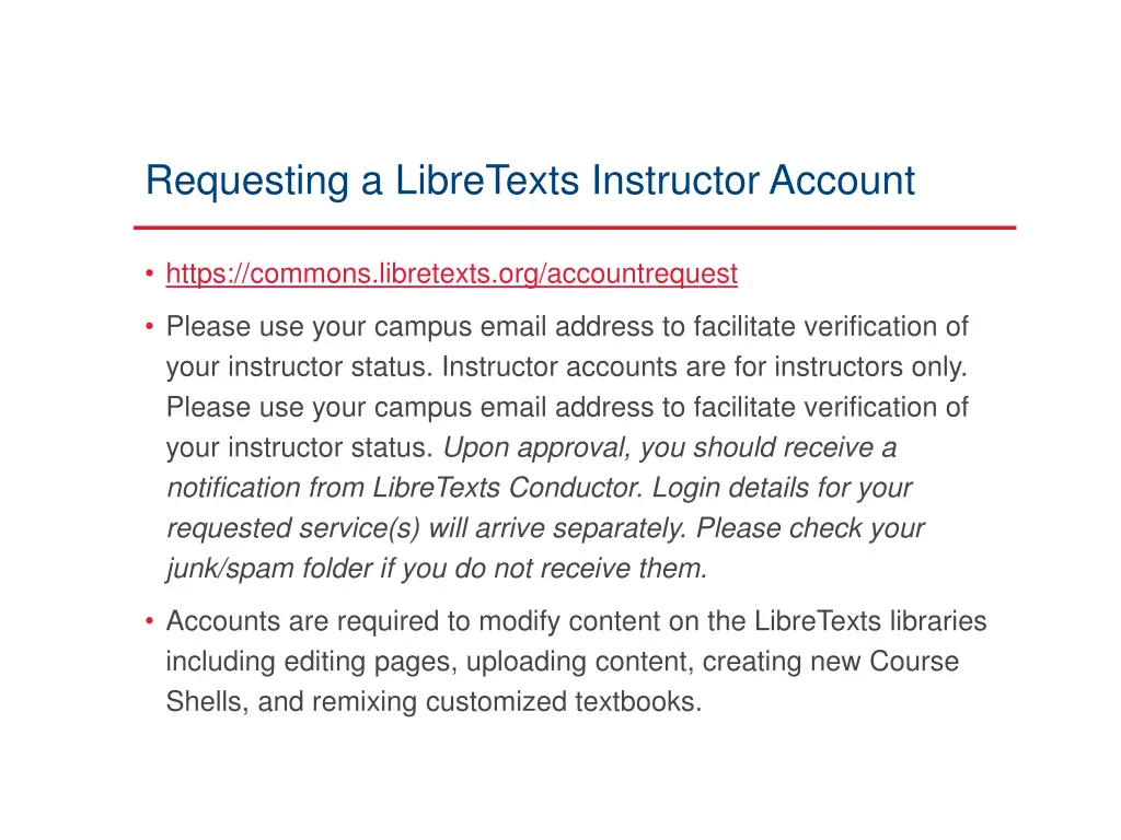 requesting a libretexts instructor account
