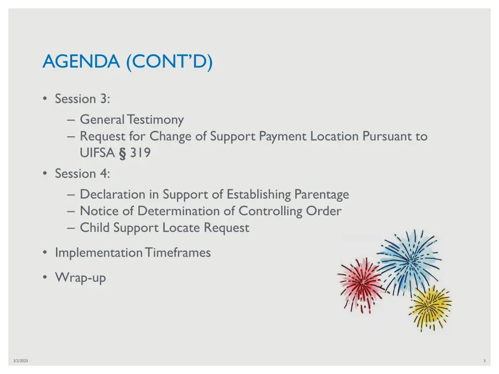 agenda cont d