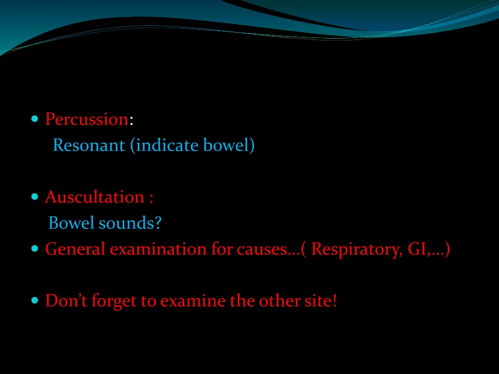 percussion resonant indicate bowel