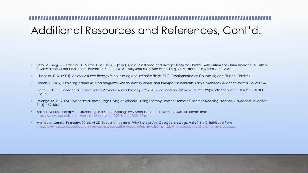 additional resources and references cont d