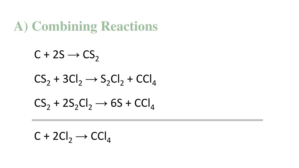 a combining reactions