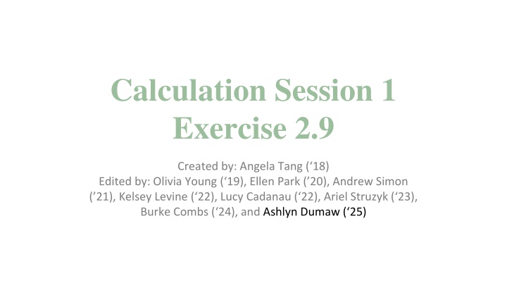 calculation session 1 exercise 2 9