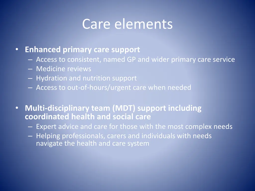 care elements