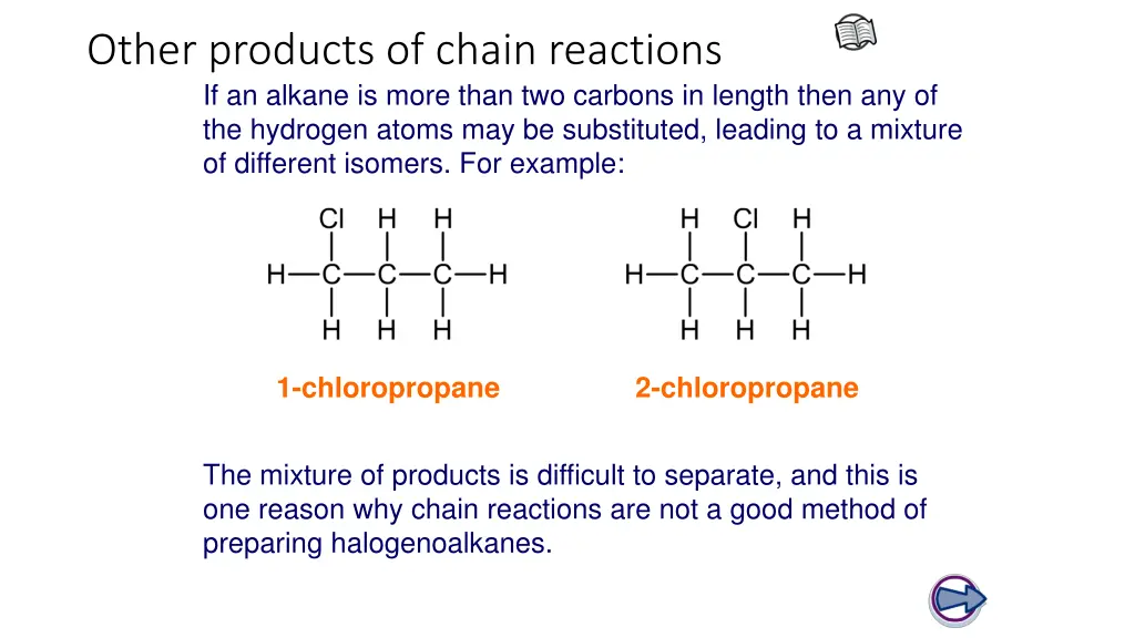 other products of chain reactions if an alkane