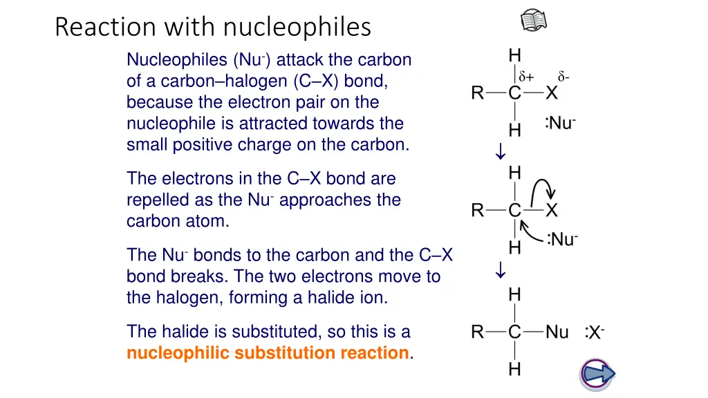 reaction with nucleophiles
