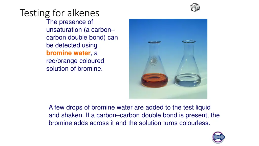 testing for alkenes the presence of unsaturation