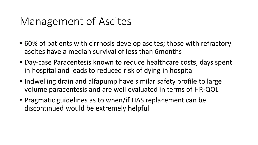 management of ascites
