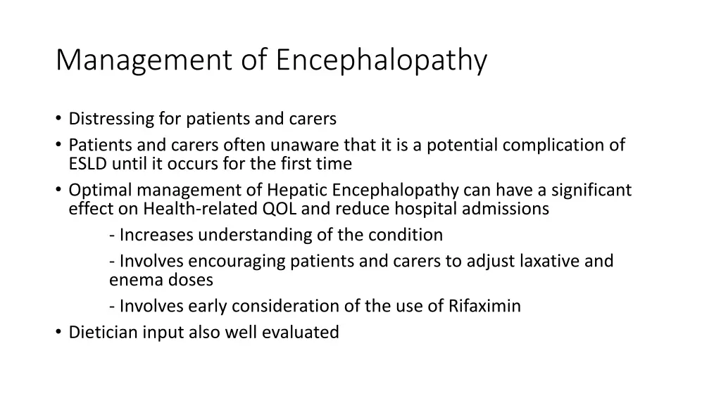 management of encephalopathy