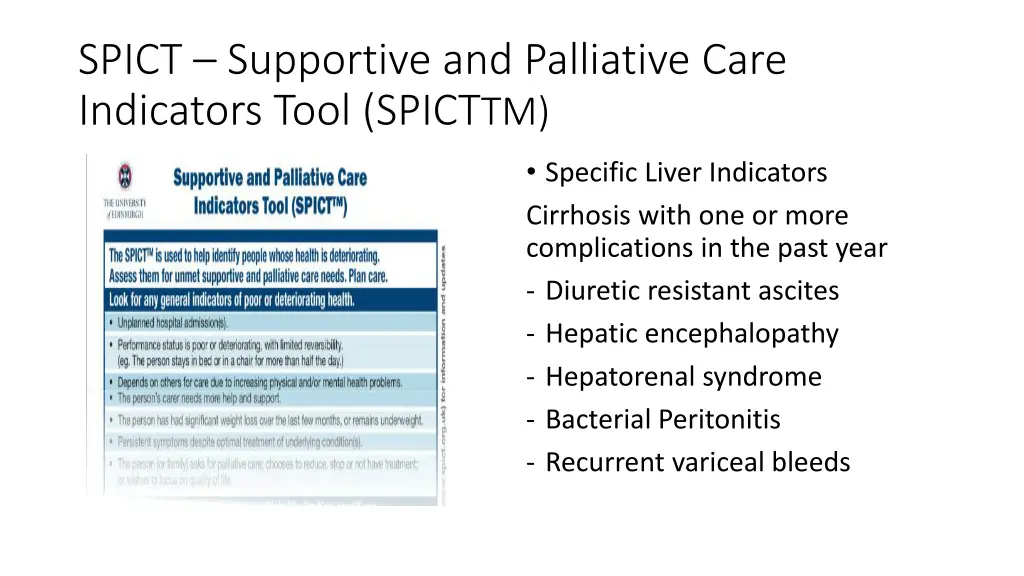 spict supportive and palliative care indicators