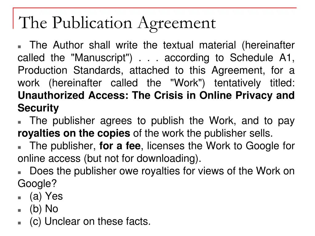 the publication agreement
