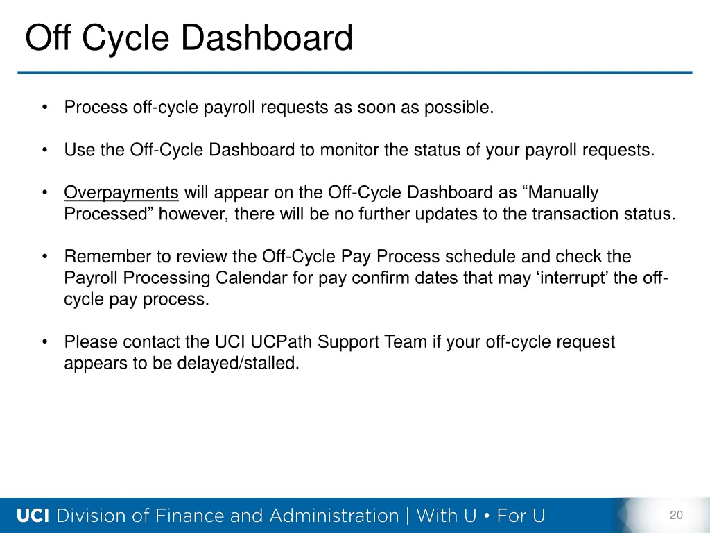 off cycle dashboard 4