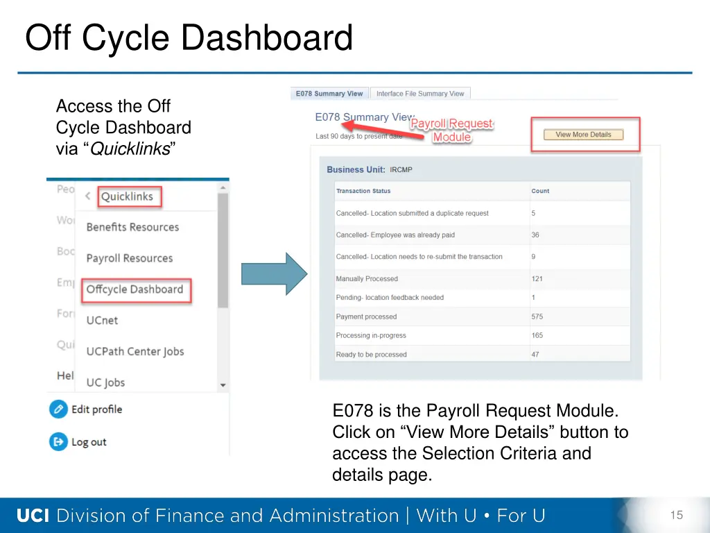 off cycle dashboard