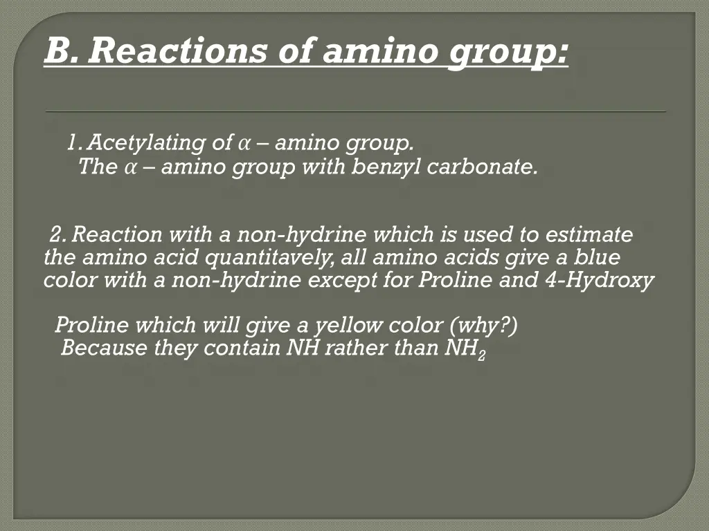 b reactions of amino group