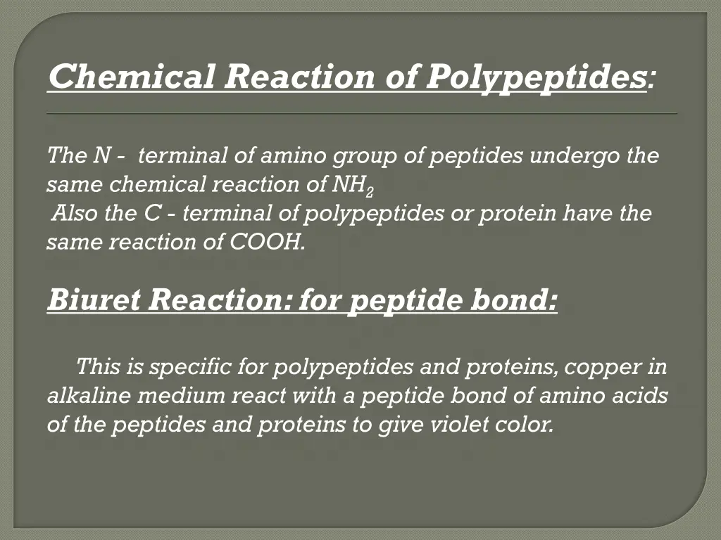chemical reaction of polypeptides