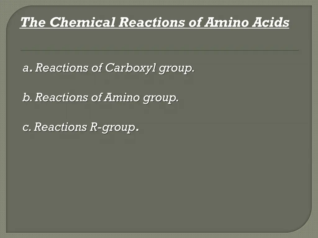 the chemical reactions of amino acids