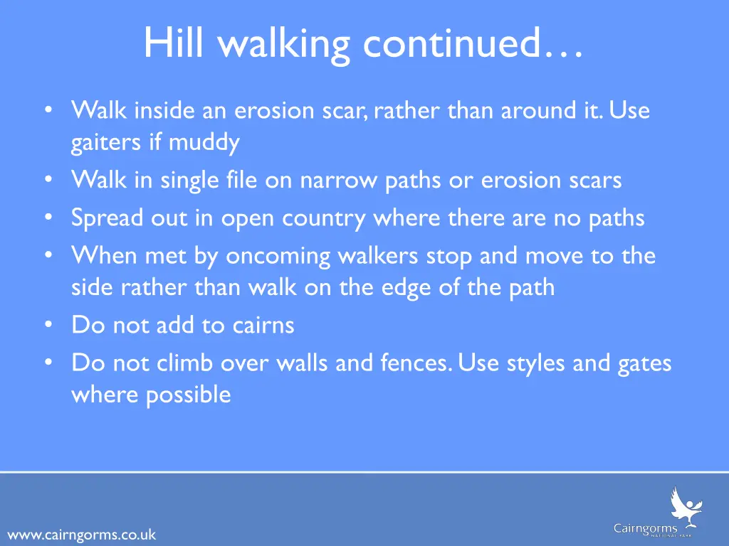 hill walking continued