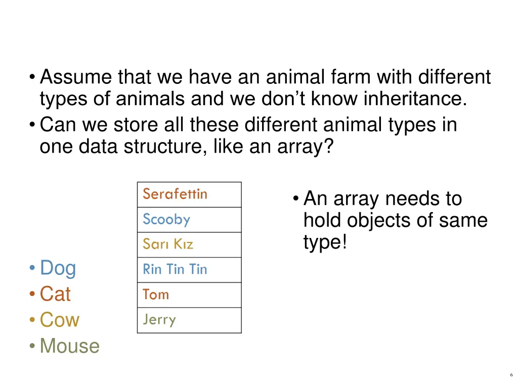 assume that we have an animal farm with different 1