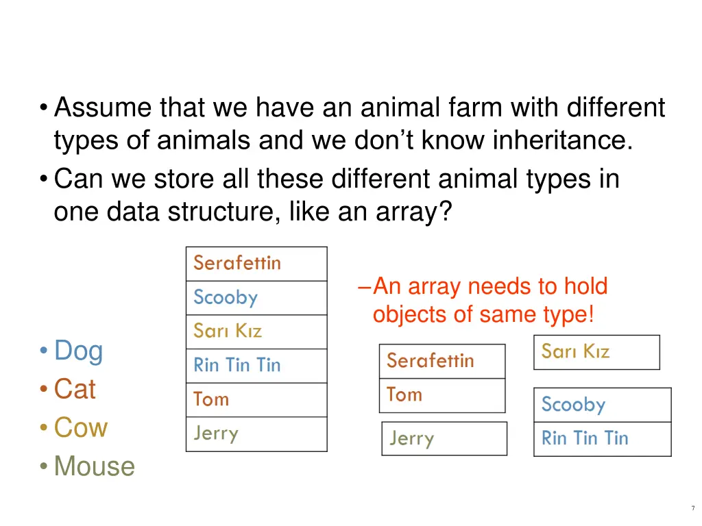 assume that we have an animal farm with different 2