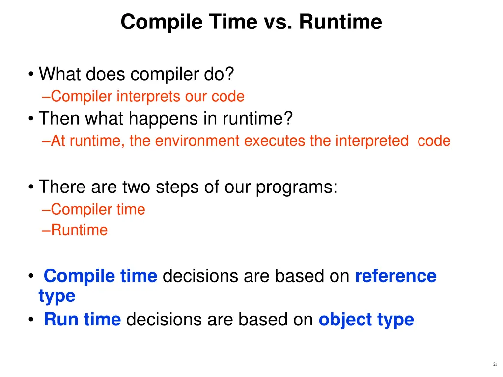 compile time vs runtime