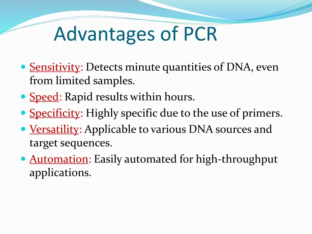 advantages of pcr