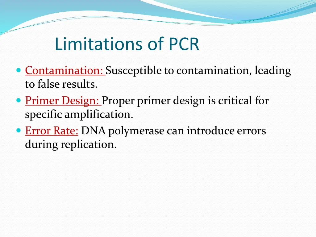 limitations of pcr