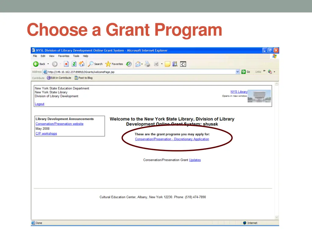choose a grant program